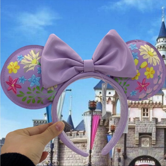 Disney Loungefly Purple Floral Mouse Ears Headband - Picture 3 of 4